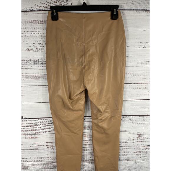 Express Leggings Women's XS Tan Camel Faux Leather Pull On Stretch Vegan Pants - Picture 5 of 8